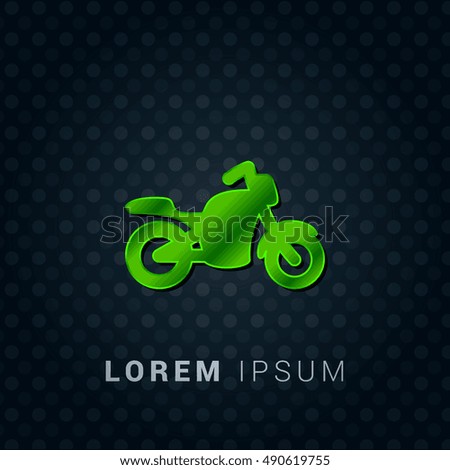 Motorcycle Bright Green chromium precious metallic 3D Icon / Logo Design