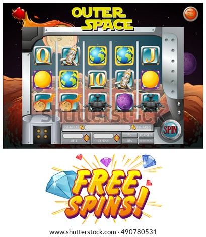 Computer game template with space theme illustration