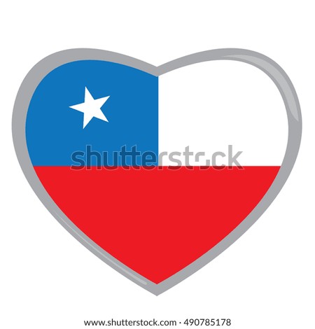 Isolated Chilean flag on a heart shape, Vector illustration