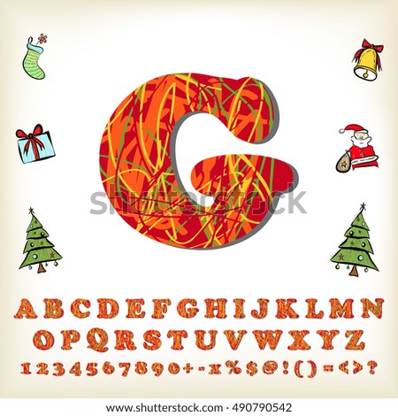 alphabet set design for christmas, vector illustration