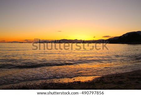 Sunset on Englishbay beach in Vancouve, Canada