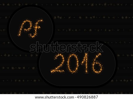 Glittering gold stars and trail of sparkling particles. Glitter wave and shining gold stars and gold glittering and sparkling dust. Illustration of gold sparkling path of stars with PF 2016.