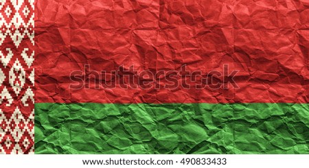 Republic of Belarus flag. Crumpled paper flag background