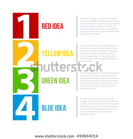Presentation template with numbers from 1 to 4. Shows steps or options.