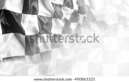 Checkered black and white flag. Copy space Royalty-Free Stock Photo #490863325