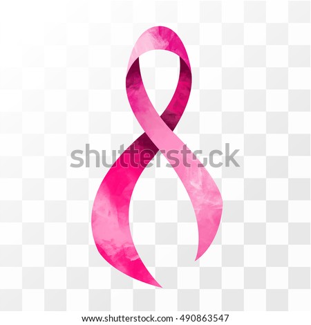 vector illustration National Breast Cancer Awareness Month (Pink ribbon), imitation of watercolor