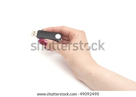  flash drive in hand isolated on white