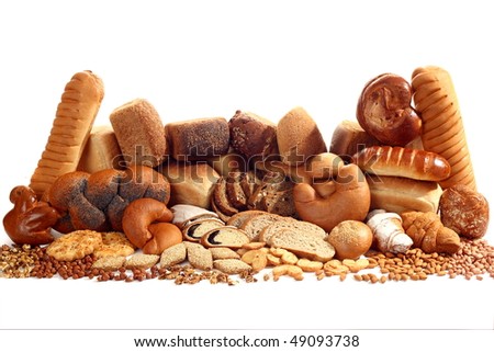 Still-life from bread and fruit