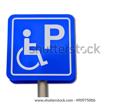 handicapped parking place sign isolated on white background