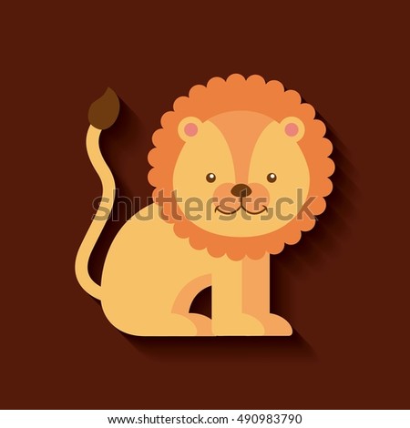 tender cute lion card icon vector illustration design