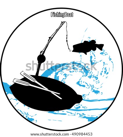 Vector illustration.Fishing Boat and fish