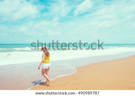 traveling at the beach vacation background Phuket Thailand space for editor use  