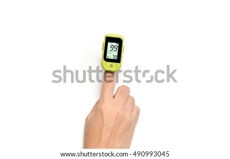 Pulse oximeter used  oxygen levels to and measure pulse rate Royalty-Free Stock Photo #490993045