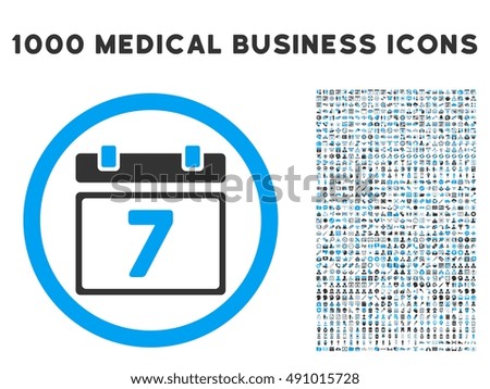 Week icon with 1000 medical business gray and blue vector design elements. Collection style is flat bicolor symbols, white background.