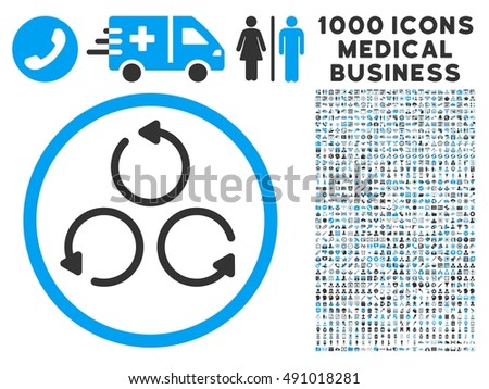 Rotation icon with 1000 medical business gray and blue vector pictographs. Set style is flat bicolor symbols, white background.