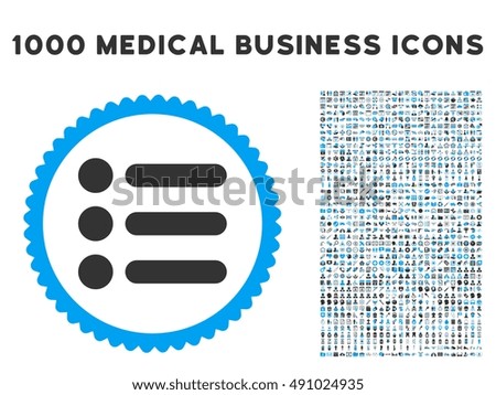 Items icon with 1000 medical commercial gray and blue vector pictographs. Set style is flat bicolor symbols, white background.