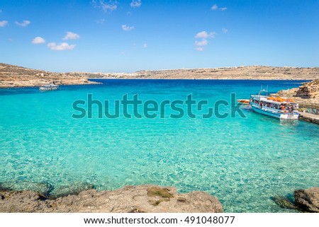 Blue Lagoon, Comino Island, Malta Royalty-Free Stock Photo #491048077