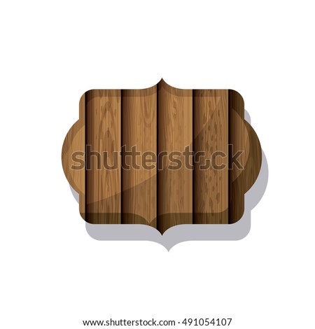 Wood and striped brown frame icon. Texture material banner and decoration theme. Isolated design. Vector illustration