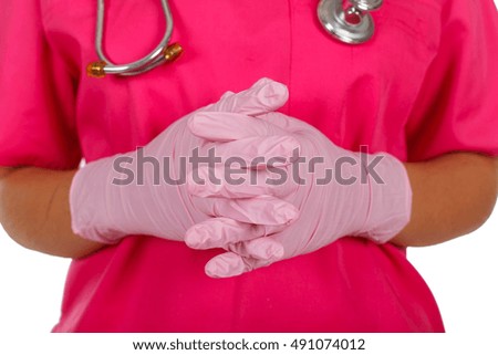 Close-up picture of a young surgeon's hands before the operation