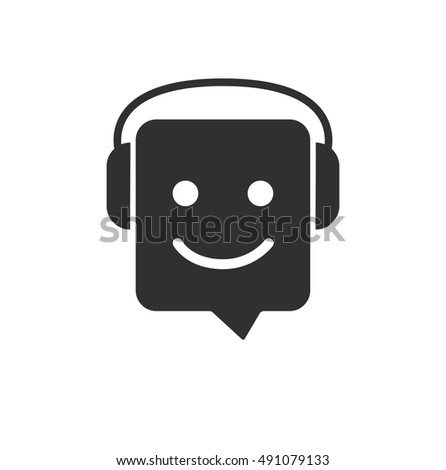 Black Live Chat Vector Icon. Chat with client Icon in Flat Style
