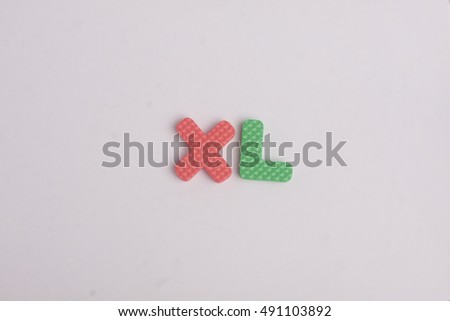 Colorful alphabets of XL on an isolated background