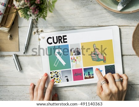 Ribbon Cure Healthcare Treatment Browsing Concept