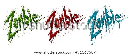 Zombie. Text lettering illustration comic design Creepy  horror words
