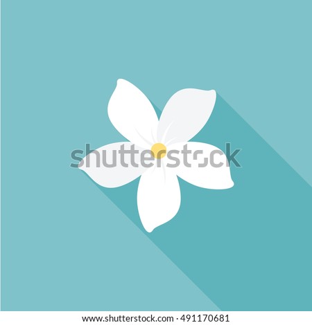 jasmine flower icon with long shadow, flat design Royalty-Free Stock Photo #491170681