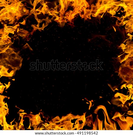 square fire frame on black background