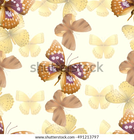 Seamless pattern from butterflies, illustration, clip-art