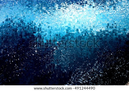 Dawn, tribute to Pollock, abstract expressionism, art, digital, abstract illustration with mosaic effects of gradient colors blue, tourquoise, black, white,