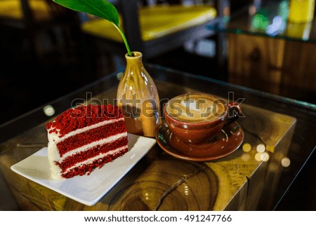 Coffee cup and delicious cake.