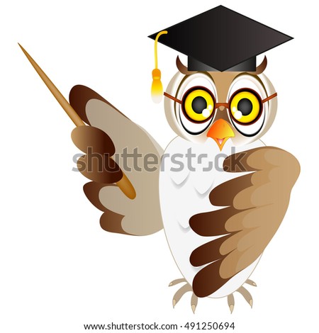 Owl teacher with a pointer.