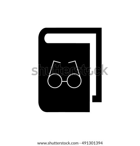 Book vector illustration. Book icon with white glasses symbol