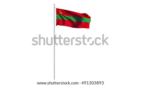 Transnistria flag waving on white background, long shot isolated with clipping path mask alpha channel transparency