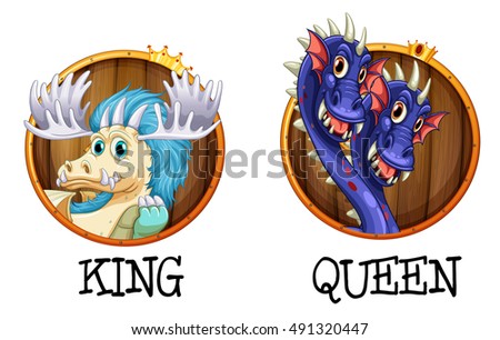 Dragons being king and queen illustration