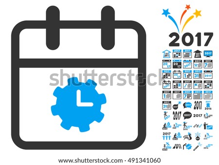 Time Service Day pictograph with bonus 2017 year clip art. Vector illustration style is flat iconic symbols, white background.