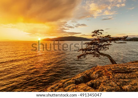 Dramatic Sunset from Juniper Point, Lighthouse Park, West Vancouver, BC, Canada