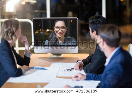 Business team having video conference in the conference room