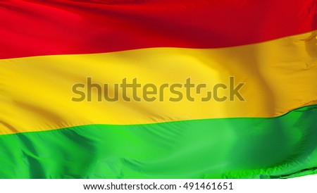 Bolivia flag waving on white background, close up, isolated with clipping path mask alpha channel transparency