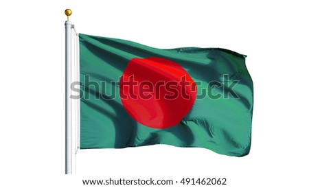 Bangladesh flag waving on white background, close up, isolated with clipping path mask alpha channel transparency