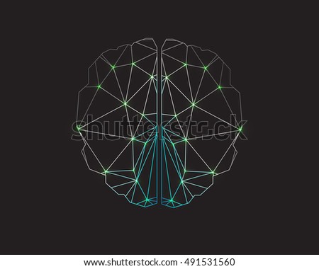 Low Poly graphic design vector of the anatomical shape of the brain.Vector illustration Human Brain icon design.