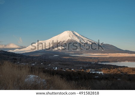 Mountain Fuji with warm color in early morning, Japan