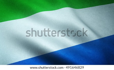 Realistic flag of Sierra Leone and the South Sandwich Islands waving with highly detailed fabric texture.