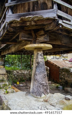 Image of Typical Asturian granary in Cangas de Onis, Spain