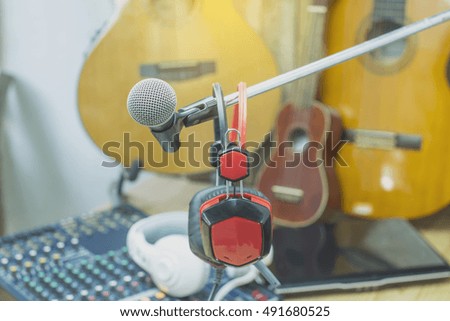 Audio equipment for recording in the studio. 