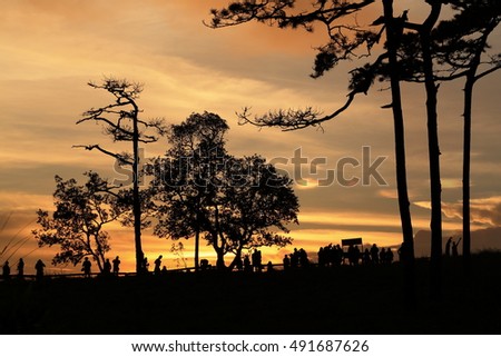 silhouette sunset landscape at Phu Soi Dao national park Thailand