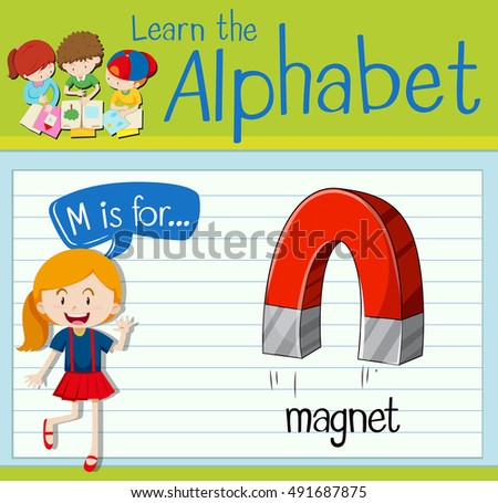 Flashcard letter M is for magnet illustration
