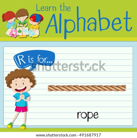 Flashcard letter R is for rope illustration