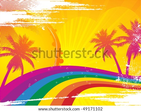 grunge tropical rainbow